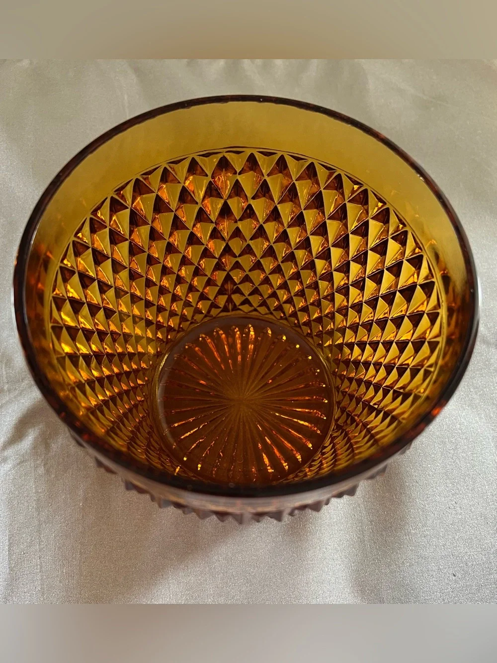 Vintage Amber Textured Glass Ice Bucket